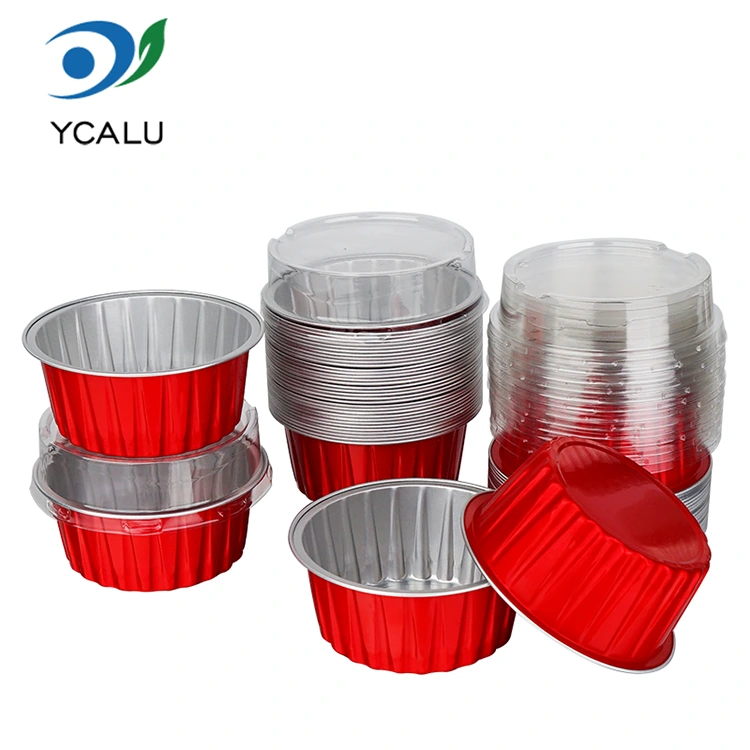 Récipients en papier d'aluminium à parois lisses pour cupcakes colorés cuits une fois