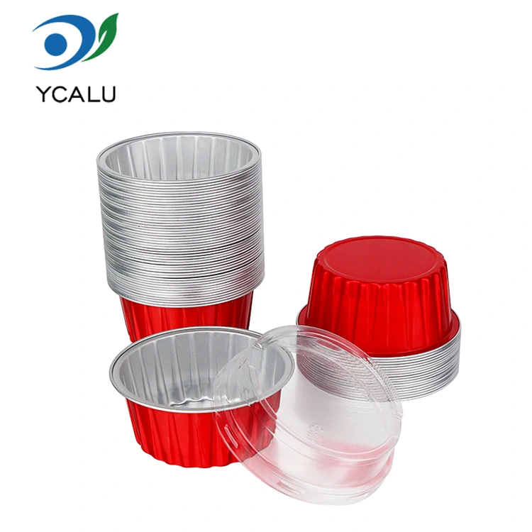 Récipients en papier d'aluminium à parois lisses pour cupcakes colorés cuits une fois