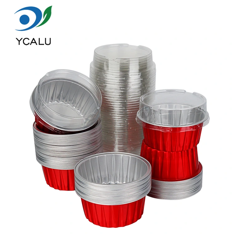 Récipients en papier d'aluminium à parois lisses pour cupcakes colorés cuits une fois