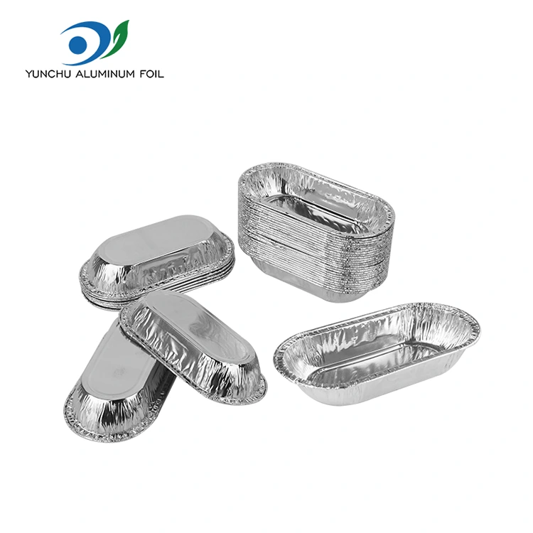 Récipient alimentaire en aluminium en aluminium argent rôti ovale