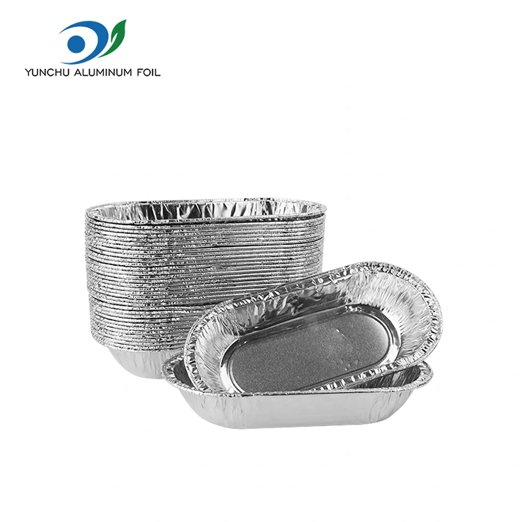 Récipient alimentaire en aluminium en aluminium argent rôti ovale