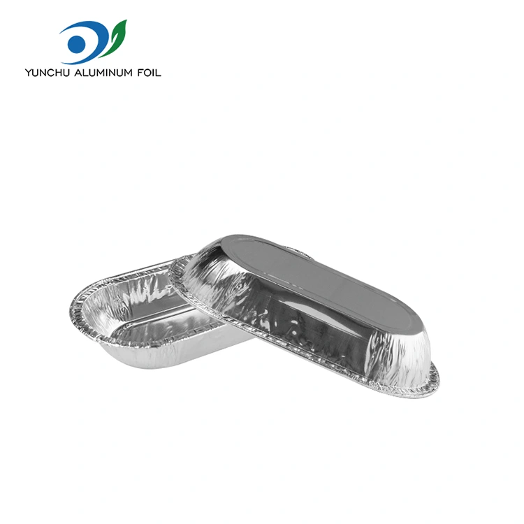 Récipient alimentaire en aluminium en aluminium argent rôti ovale