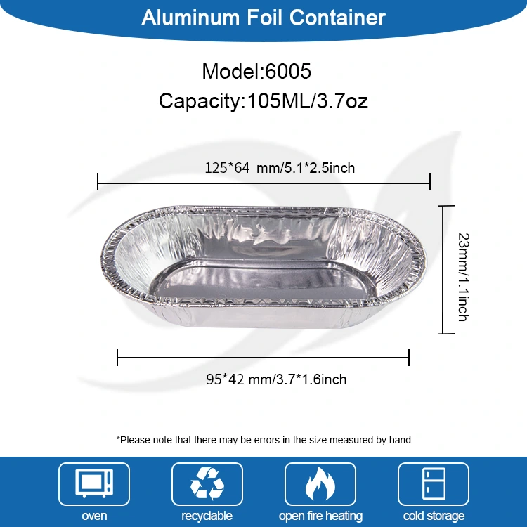Récipient alimentaire en aluminium en aluminium argent rôti ovale