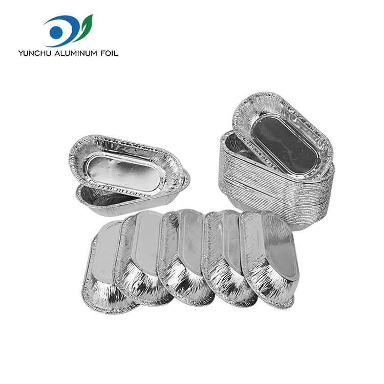 Récipient alimentaire en aluminium en aluminium argent rôti ovale