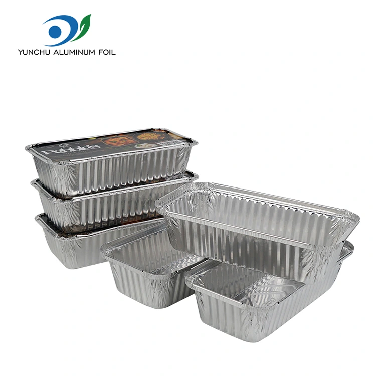 Barbecue rectangulaire épaissie de récipients en aluminium argent