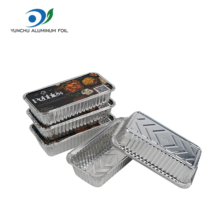 Barbecue rectangulaire épaissie de récipients en aluminium argent