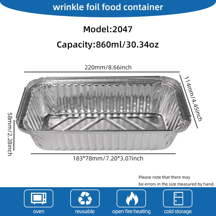 Barbecue rectangulaire épaissie de récipients en aluminium argent