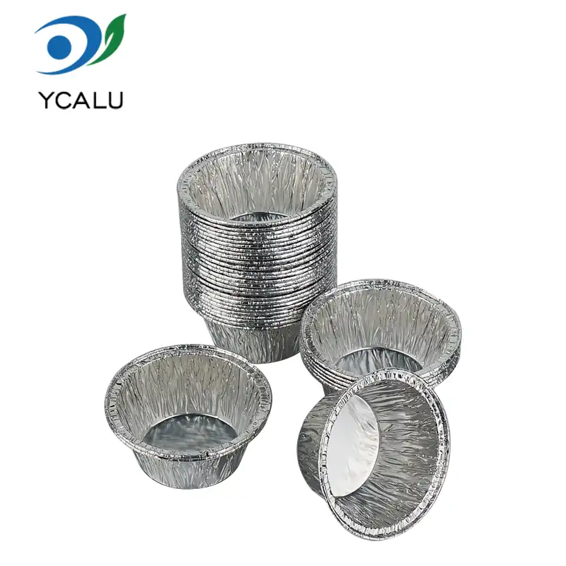 Récipients ronds de papier d'aluminium d'argent de tasse de gâteau