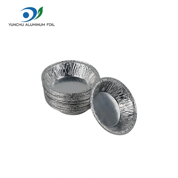 Tarte d'oeuf ronde pour collations en aluminium argent contenant des aliments