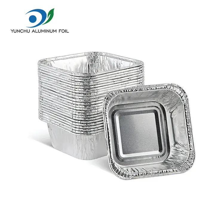 Carré les récipients en aluminium argent en aluminium
