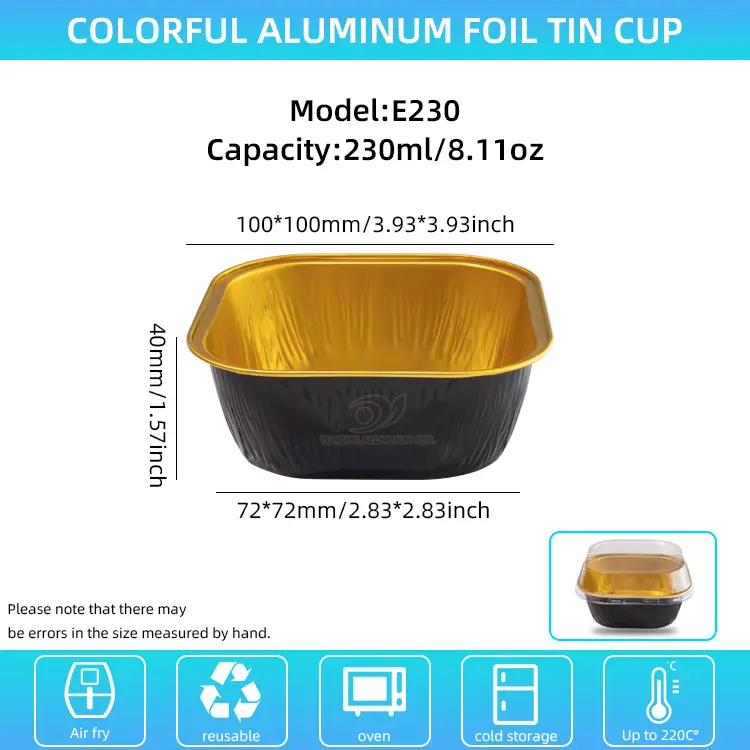 Couleurs carrées à boulangerie lisse en aluminium en aluminium