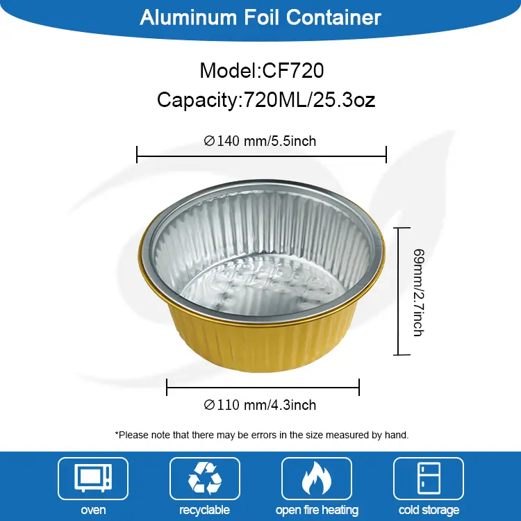 Small Pot Hot Pot Golden Round Round en aluminium Conteneurs